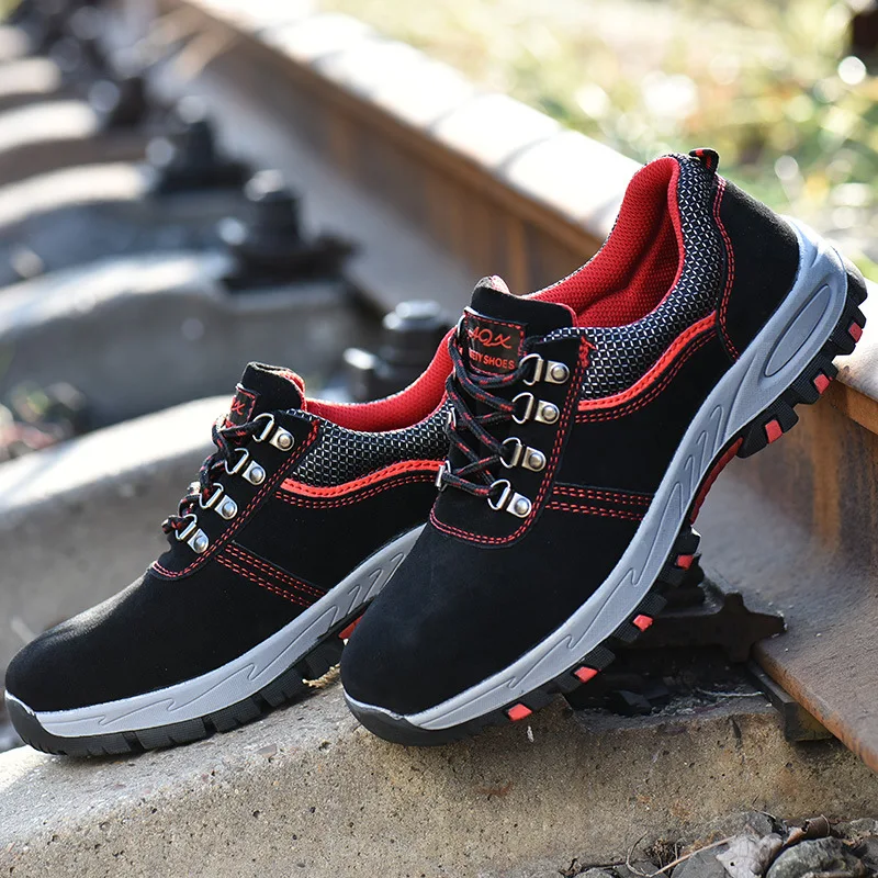 여성용 강철 발가락 안전 부츠, 발목 생존 안전, 충돌 방지 강철 중판 안전화, 파란색 신발