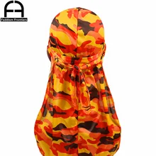 Модные камуфляжные мужские шелковистые тюрбаны с принтом, мужские шелковые головные уборы, банданы, повязка на голову, аксессуары для волос, пиратская шляпа, волнистые тряпки