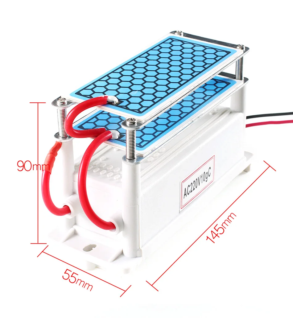 ATWFS Портативный Керамический генератор озона 220 В/110 в 10 г двойной интегрированный долговечный керамический пластинчатый озонатор очиститель воздуха для воды