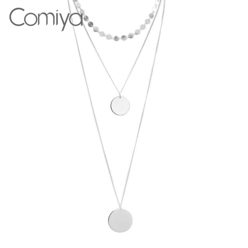 Comiya Boho модное ожерелье s для женщин Серебряный цвет цинк длинное ожерелье из сплава двухслойные аксессуары Bisuteria Mujer
