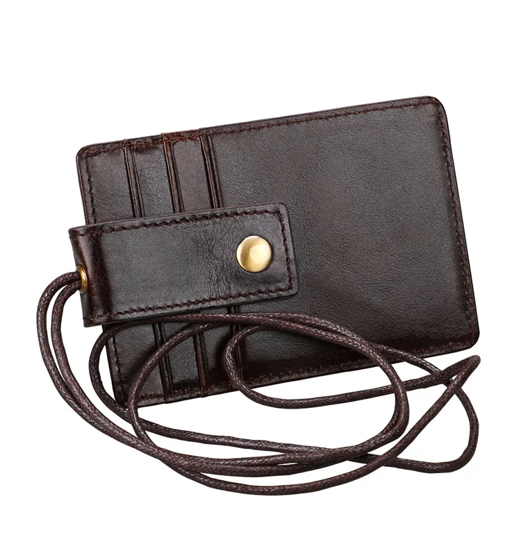 RFID натуральная кожаный значок держатели унисекс кредитных карман ID держатель для карт для Бизнес школы офис карты шейный ремень рабочих