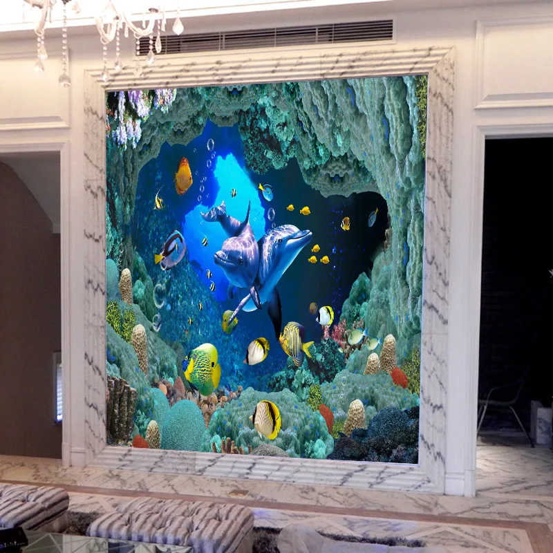 3D подводный мир настенная мультфильм Дельфин фото обои для детей на заказ детская комната ТВ диван фон настенные фрески бумага