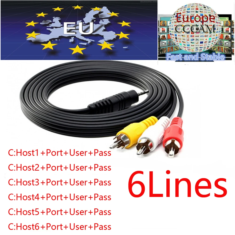 1 Year CCcams Europe Cline Card sharingServer Mgcam Oscam Cline for VU+ Samsat Starsat Satellite TV Receiver via usb wifi