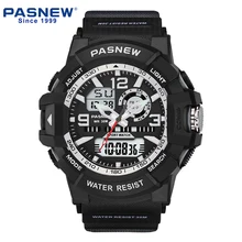 PASNEW Men's Casual outdoor Sports wrist watch Waterproof 30M analog digital watch with Japan movement PSE-452