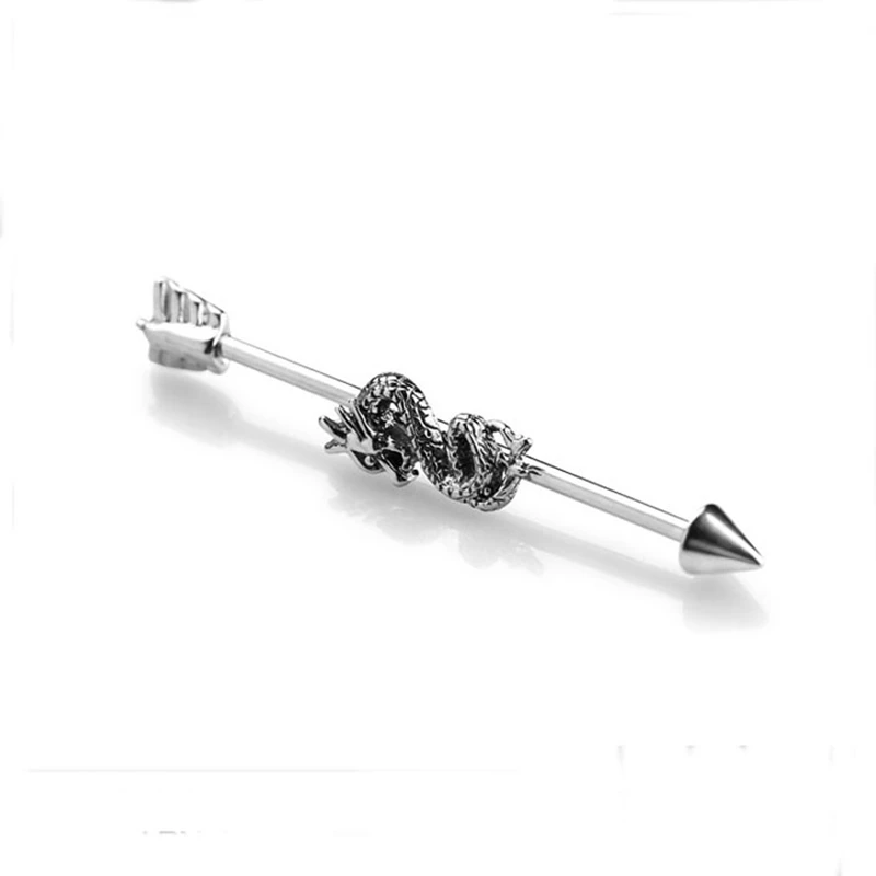 

Dragon earrings barbell ear stud cartilage long piercing jewelry for man woman