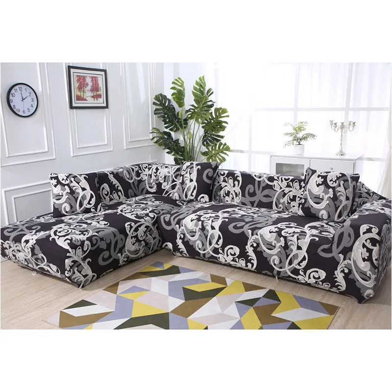 Chaise Longue Sofa Elastic Couch Cover funda cubre sofa Sofa Covers for Living Room(Must Order 2pieces) to fit for Corner Sofa