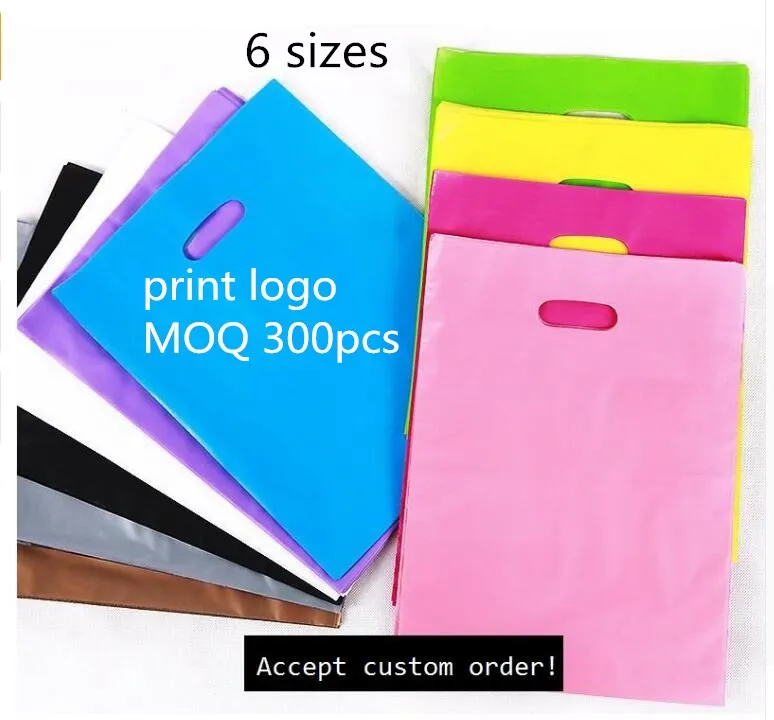 8 color plastic bag custom plastic gift carrier bags with handle