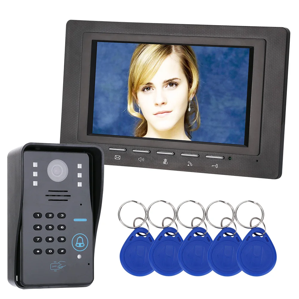 cheap SmartYIBA Door Bell 7inch LCD Intercom Doorbell 5 RFID keyfobs Passward Video Door Phone Intercom System Hands free Infrared