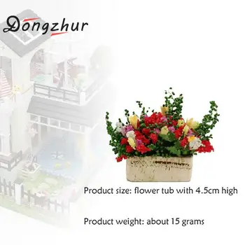 

Dongzhur Dollhouse Miniature Flower Plant Pot Living Room Scale 1:12 Doll House Garden Decor