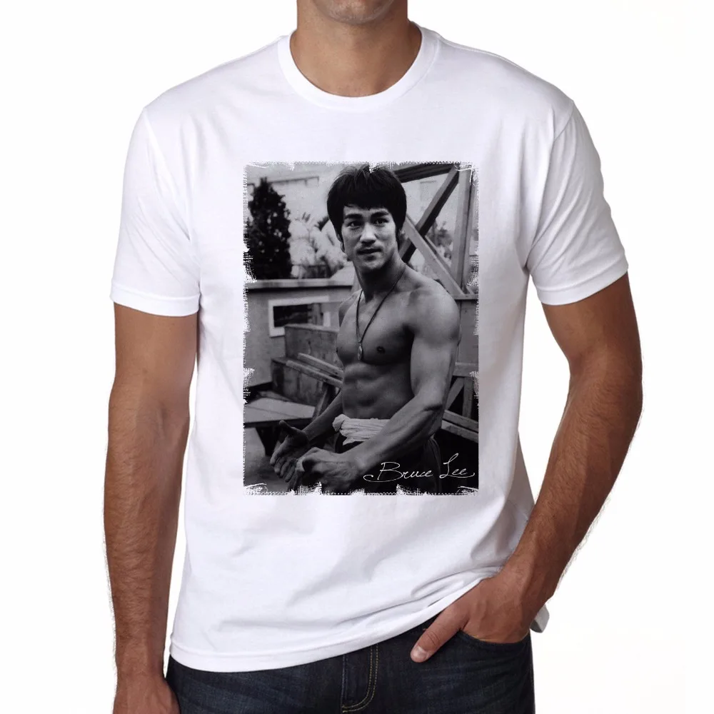 

2019 New Man Casual T Shirt Tops Tee Bruce LEE, Celebrity, Star, White Cotton T-Shirt, Ideal Gift print Your Own Tee Shirt