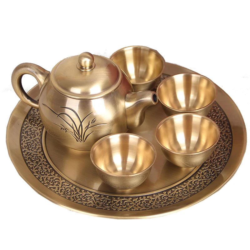 

Mini Kung Fu Tea Set Copper Teapot Gift Exquisite Workmanship Practical Leakproof Creative Tea Small Copper Pot Kung Fu Tea Set