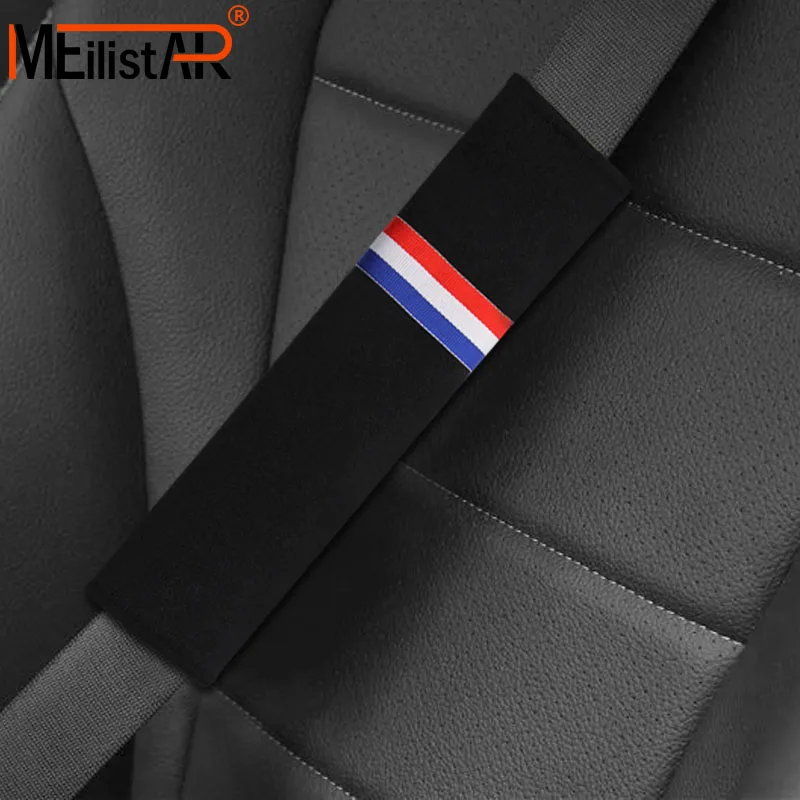 

1pcs excellent cotton shoulder pad Car badge Emblem seat belt cover France flag logo for Renault Peugeot Citroen Car styling