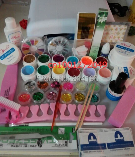 

2018 Professional Full Set mix 12 color UV Gel Kit Brush Nail Art Set + 36W Curing UV Lamp kit Dryer Curining
