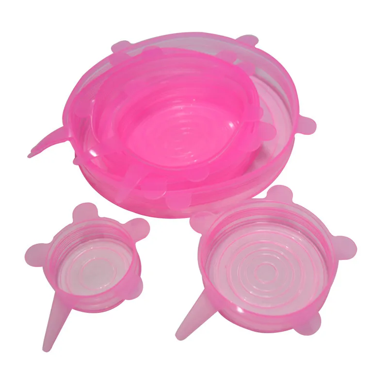 УНИВЕРСАЛЬНЫЕ СИЛИКОНОВЫЕ растягивающиеся всасывающие крышки для кастрюль кухонные силиконовые крышки посуда для варки крышки дома чаша Пробка Крышка EJ873188 - Цвет: pink