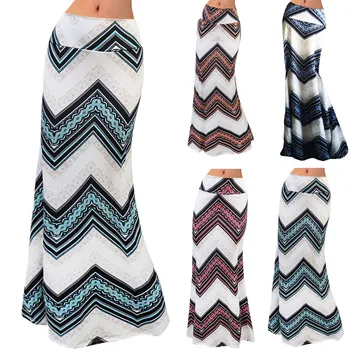 

Skirt Women High Waist Boho Skirts Geometric Summer Skirt Women Long Maxi Elascity Casual Party Skirts Falda Corta New J3