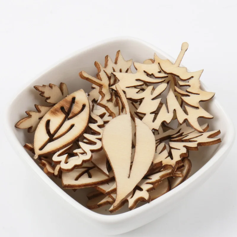 

Mixed Leaves Pattern Wooden Scrapbooking Art Collection Craft for Handmade Accessory Sewing Home 20-40mm 20pcs MZ139-TO