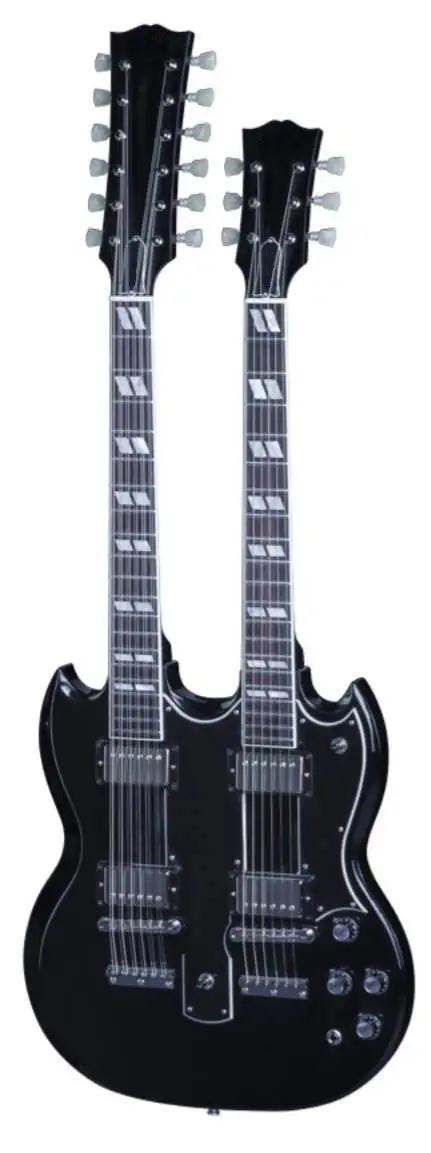 

New 1275 Double Neck Electric Guitar Top Quality In Black