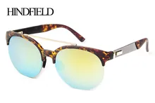 HINDFIELD de Oro gafas de Sol de Mujer de Marca de Moda Medio Capítulo gafas de sol mujer