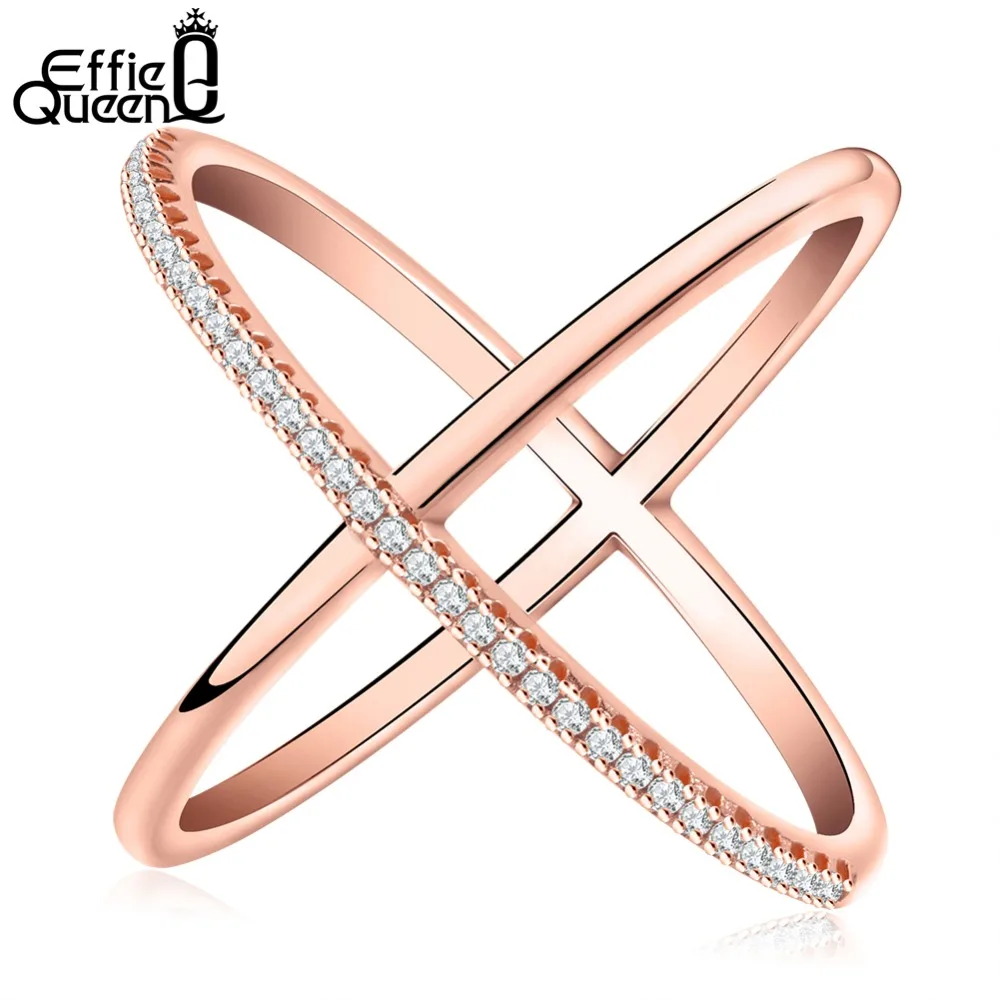 Effie queen, новинка, большой крест, циркониевое кольцо, модное женское ювелирное изделие, знак бесконечности, женские вечерние кольца из розового золота, DR66