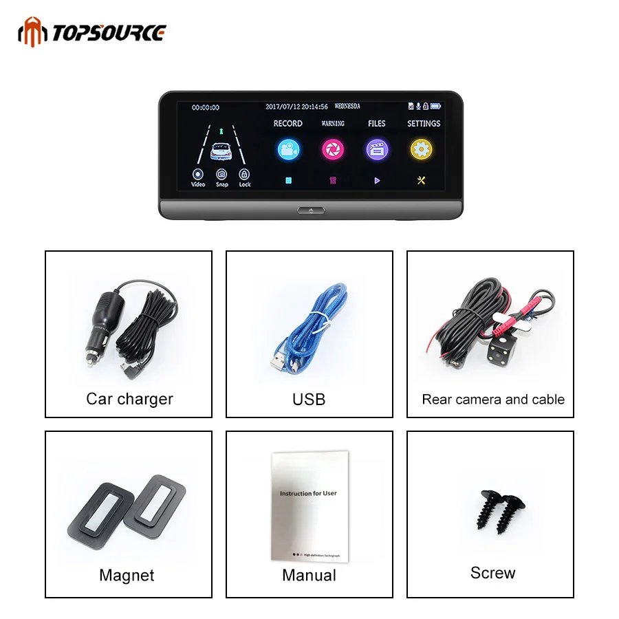 TOPSOURCE Автомобильный видеорегистратор с функцией ночного видения двумя