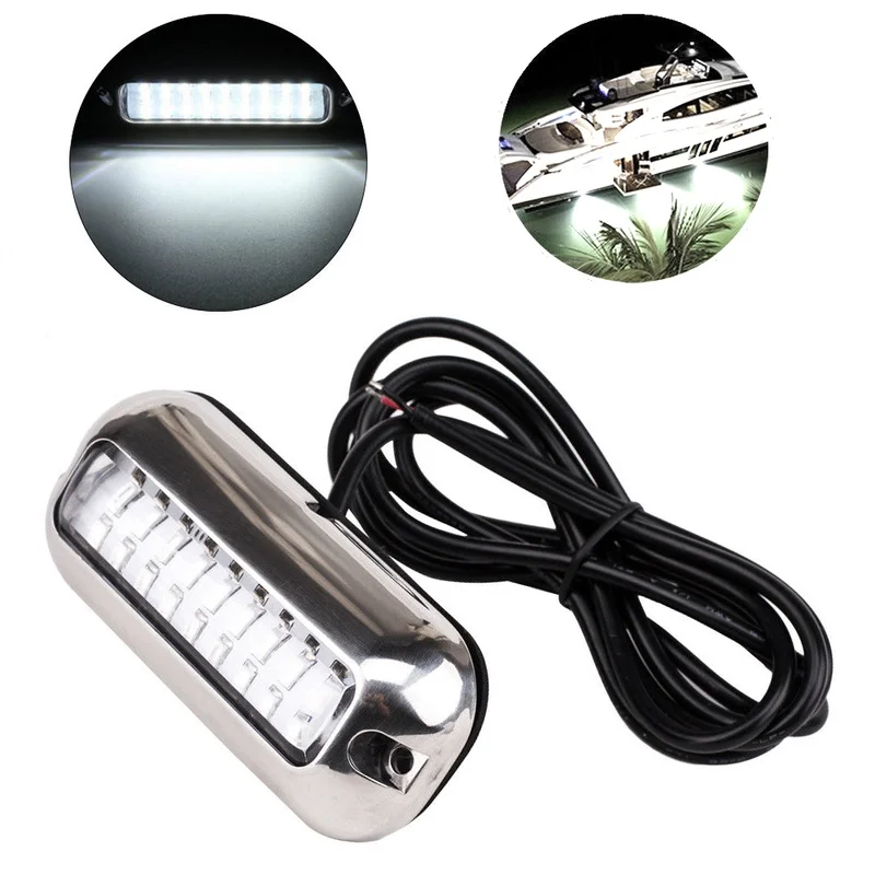 

1pc 27 LED Underwater Marine/Boat Transom Light 316 Polished Stainless Steel Super Bright LED Light Bulb 4 Colors Optional
