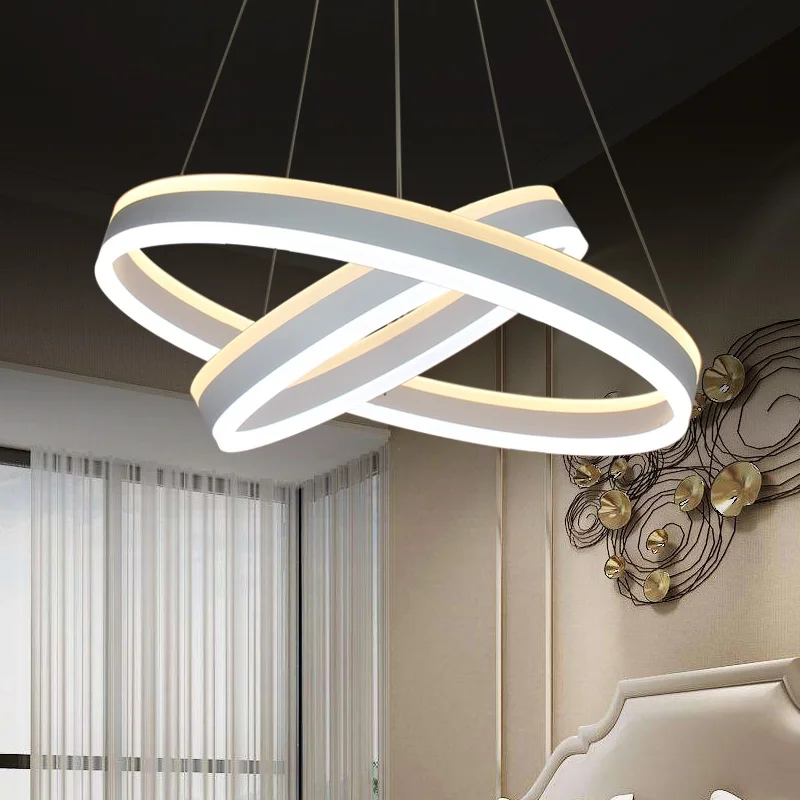 

Acrylic 1/2/3/4 ring up and down light LED chandelier Living Room Bedroom Study Room Lighting Fixtures Office Cafe Bar Lights