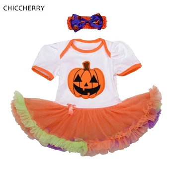 

Baby Pumpkin Halloween Costumes Toddler Lace Romper Dress Headband Newborn Tutu Sets Girls Halloween Outfits Infant Clothing