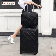 Женская багажная сумка в комплекте, высококачественный чемодан из ПУ-кожи, универсальные колеса, переноска с узором в виде сетки, чехол на колесиках, коробка для переноски