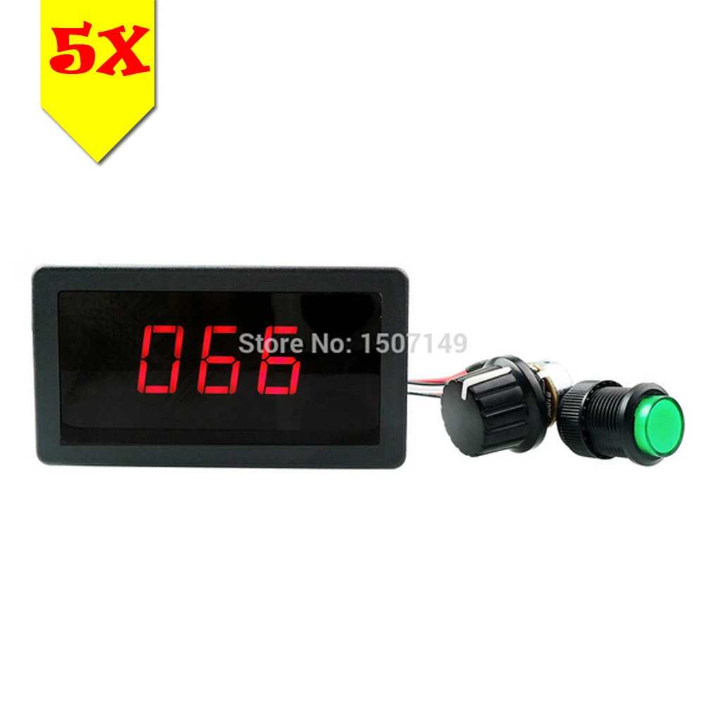 

5pcs/lot 6V 12V 24V DC Motor Speed Controller Digital Display LED PWM Stepless Speed Control Switch HHO New CCM5D