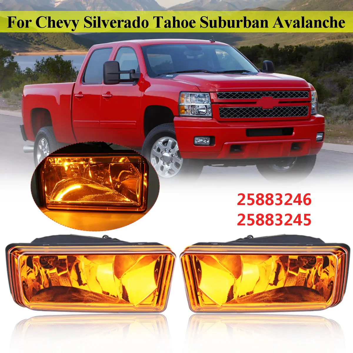 Пара для 2007-2013 Chevy Silverado Tahoe бампер передний левый правый 12V Противотуманные фары w/880 галогенные Blubs 25883246,25883245