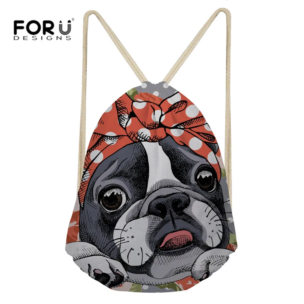 FORUDESIGNS сумка на шнурке Boston Terrier рюкзак с принтом женская для хранения девочек