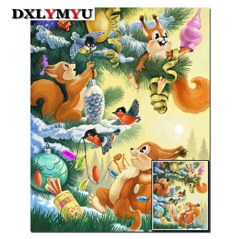 

Diamond mosaic diy diamond painting cross stitch set squirrel picture rhinestone paste 3d resin full diamond embroidery animals