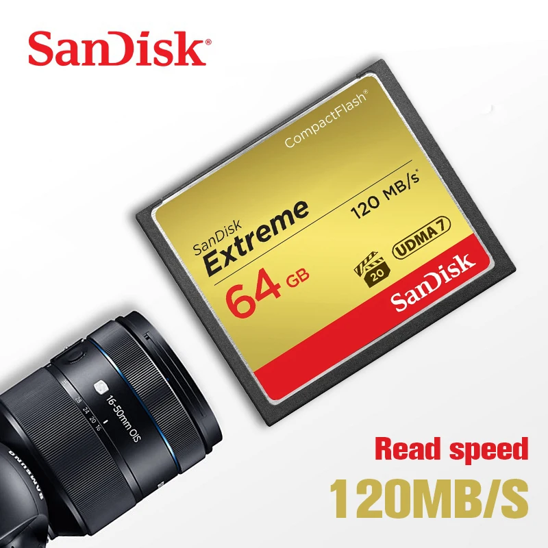 SanDisk Extreme карты памяти 16 Гб, 32 ГБ, 64 ГБ и 128 ГБ компактный адаптер для флэш-карт Class10 120 м/с CF карта для 4 K и Full HD видео Камера карты