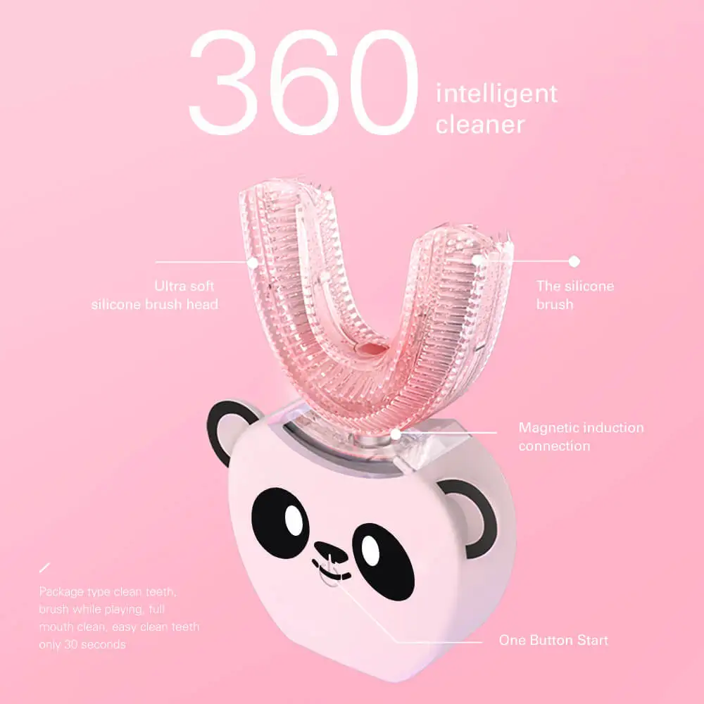 360 градусов детская звуковая электрическая зубная щетка детская музыкальная силиконовая Автоматическая умная U ультра звуковая зубная щетка с мультяшным рисунком