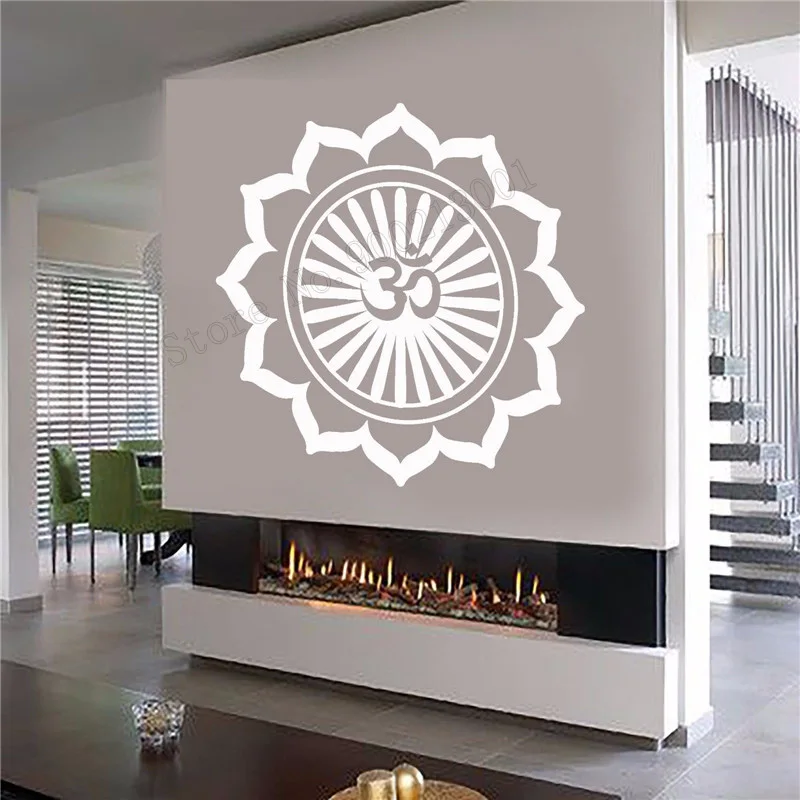 

Art Wall Sticker Mandala Lotus Wall Decoration Vinyl Art Removeable Yoga Studio Om Hinduism Poster Modern Fashion Mural LY254