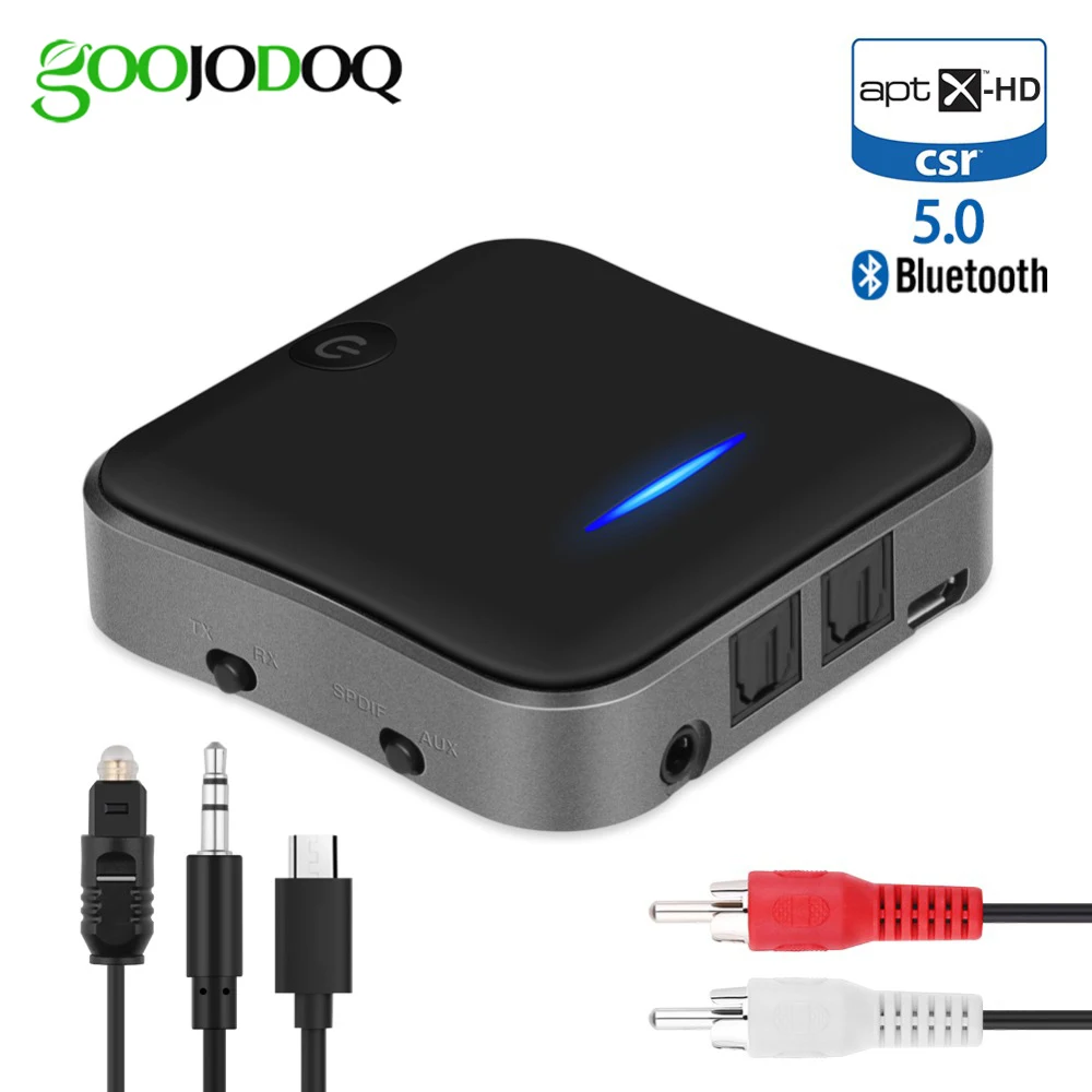 

Bluetooth 5.0 Transmitter Receiver CSR8675 3.5mm Wireless Adapter USB AUX Jack/SPDIF/RCA APTX HD Bt LL Audio Music for PC TV