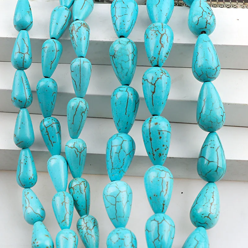 

Manmade Stone Sky Blue Turquoises Howlite Point-Teardrop Loose Spacer Seed Stones Beads DIY Bracelets Necklace Jewelry Findings