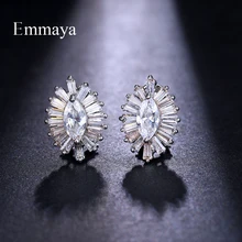 Серьги-гвоздики Emmaya, циркониевые серьги-гвоздики с солнечным цветком, кубический цирконий, серебро и розовое золото, для женщин, Роскошные вечерние подарки