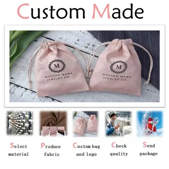 Custom Jewelry Gift Bags Customized Drawstring Pouch in Any Style/Material/Size/Color/Rope Print Individual Logo For Bags/ Box 1 item image
