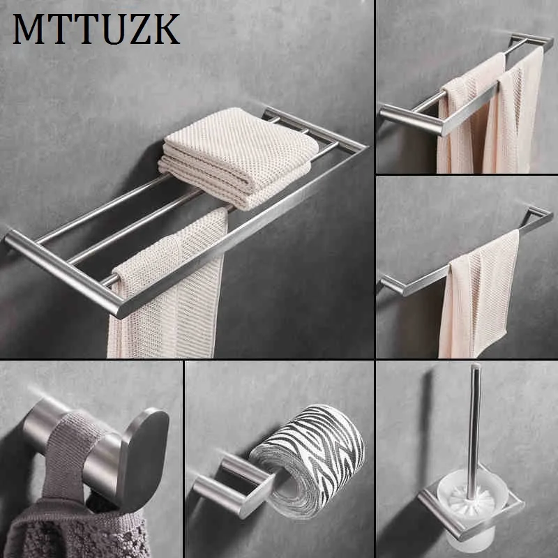 

MTTUZK 304 stainless steel bath towel rack, towel bar, bathroom Shelf, bathroom hardware set, robe hook,Soap dish,Toilet brush