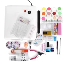 Комплект! Гель-лак набор Био-Гели Soak Off маникюрный набор файл светодиодная УФ лампа мощностью 36 Вт, Нейл-арт в домашних условиях с базовый топ средство для снятия основы буфера R