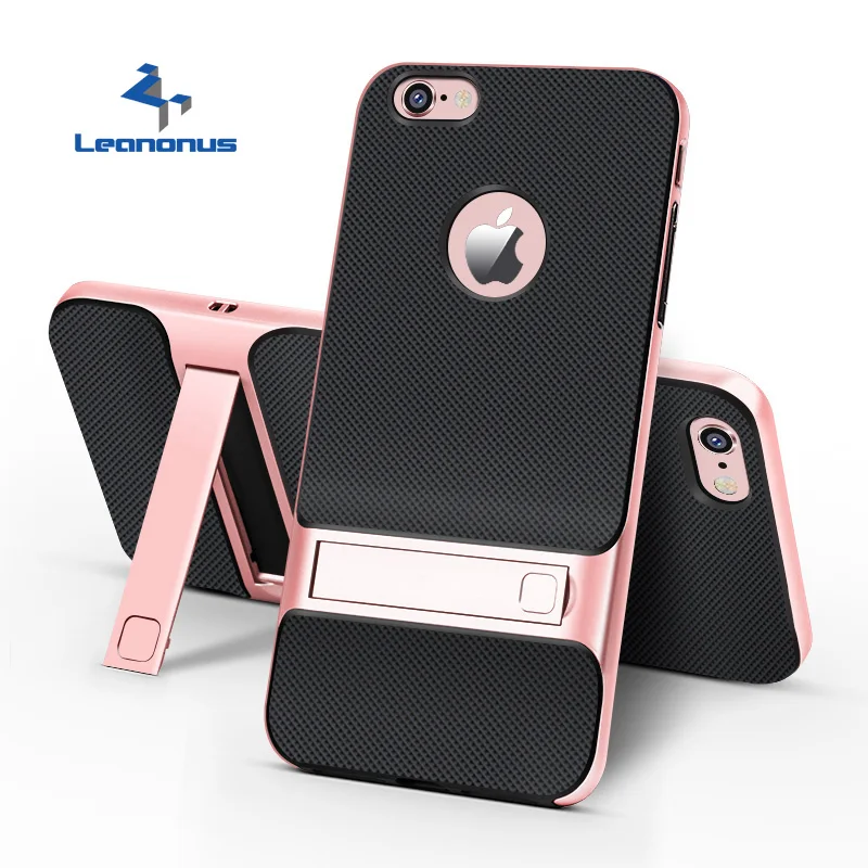 

Hybrid TPU+PC Phone Case For Apple iPhone 7 Plus 6 6S Plus XS Max XR Hard Frame Cover With Bracket Holder For iPhone 7 Plus Capa