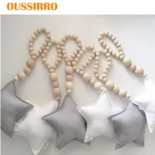 INS в скандинавском стиле, деревянные бусины, украшение для комнаты, орнамент в форме звезды, сердце, украшение для детской комнаты, детская палатка, Настенный декор