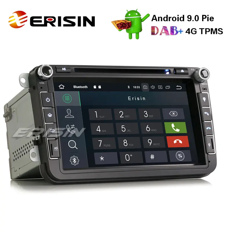 Erisin ES7915V " Android 9,0 автомобильный стерео gps DAB+ CD OPS для Passat Golf Touran Polo Eos Seat