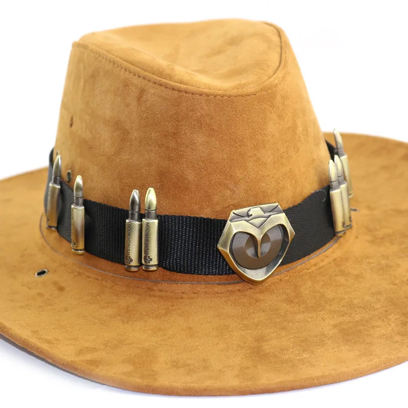 Game Overwatch Badge Cosplay Costume Props Cap McCree Cowboy Hat+Copper OW Gift
