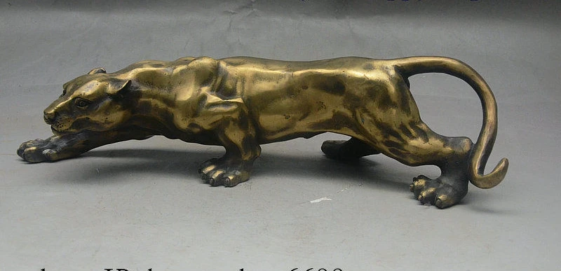 

10" China Royal FengShui Bronze Auspicious Guard Wealth Panther Leopard Statue