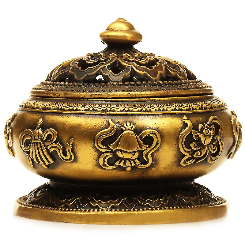 

crafts copper Bronze art Pure brass eight incense burner supplies aromatherapy furnace incense coil santalwood stoves