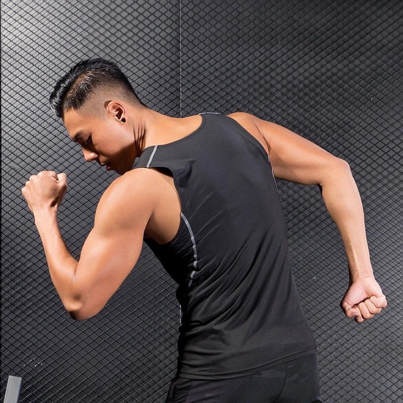 FANNAI Custom Quick Dry Running Vest Training Workout Tank Top Fitness Compression Tights Gym Men Sport Sleeveless Man's T-Shirt
