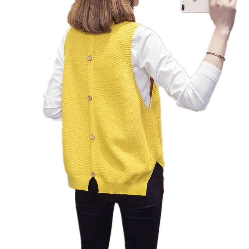 Najtaniej Modna, patchworka V Neck damska kamizelka z dzianiny styl preppy luźne Plus rozmiar Veste Femme sweter sweter koreański kamizelki bez rękawów