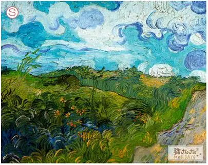 Серия "Ван Гог", ткань для рисования, для лоскутов, для поделок, для сумок, материалы для шитья, ткань с рисунком, льняная, хлопковая ткань, текстиль tissu - Цвет: 19